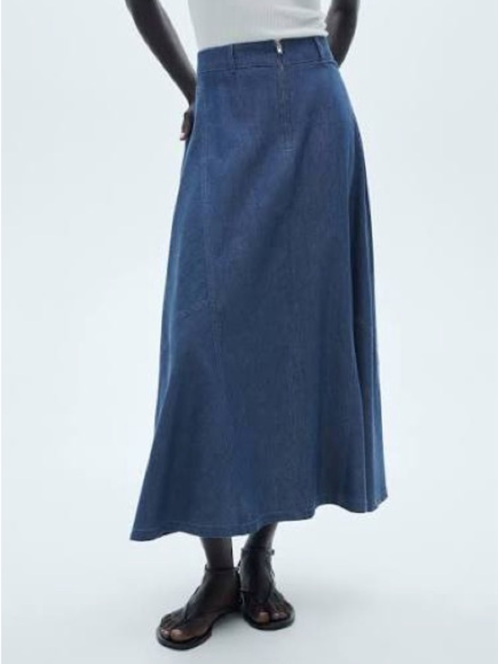 Mango Blue Denim Midi Skirt